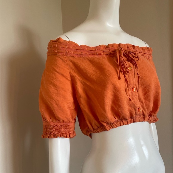 Caribbean Joe Orange Cropped Top Size Medium - Picture 1 of 7